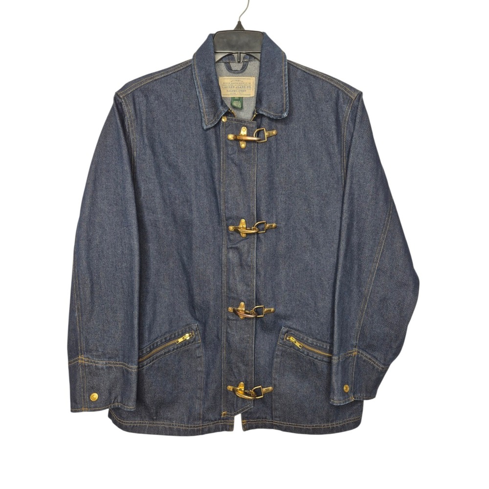 Vintage Lauren Jeans Co Ralph Lauren Fireman Denim Jacket Womens M Lobster Clasp